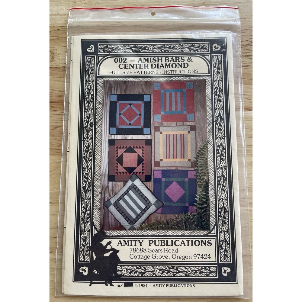 Amish Bars & Center Diamond‎ 14" Blocks Sewing Pattern by Amity Publications